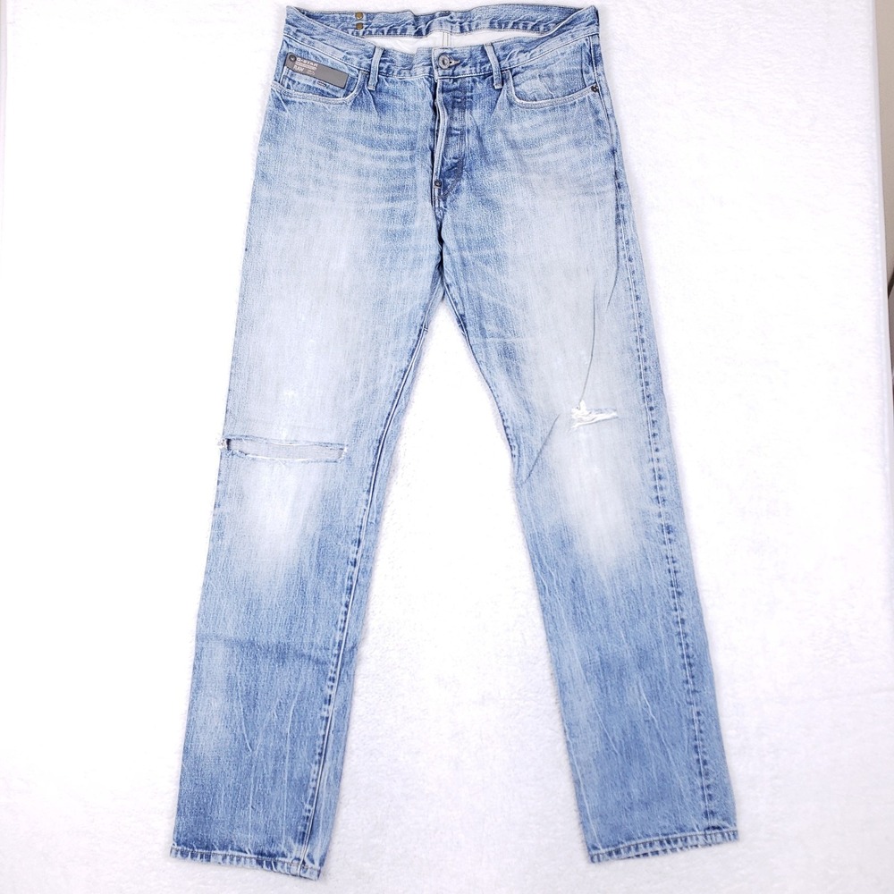 G-Star Raw Distressed Cinch‎ Back Jeans 34 Blue